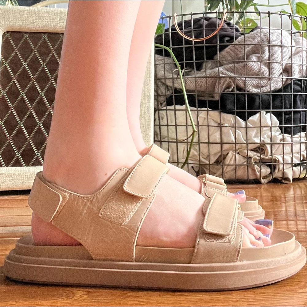 Zara Nude chunky sandals